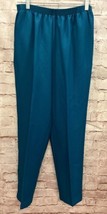 Alfred Dunner Pants 10 Vintage Turquoise Elastic Waist Mom Proportioned ... - $23.20