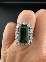 Vintage Natural Green tourmaline and Diamond Ring, 3.51ctw, 18k, 6.4, $6... - $1,750.00