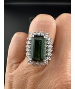 Vintage Natural Green tourmaline and Diamond Ring, 3.51ctw, 18k, 6.4, $6... - $1,750.00