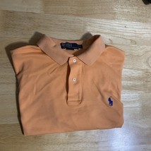 Vintage Polo Ralph Lauren Orange Golf Polo Shirt Blue pony Sz L - $13.04
