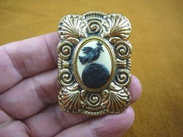 (CM190-1) Peace dove + olive branch black CAMEO brass Pin Pendant brooch - $292.64 MXN