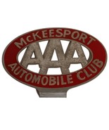 Vintage McKeesport AAA Automobile Club License Plate Topper Metal Emblem... - £58.97 GBP