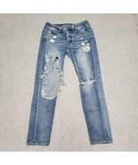 American Eagle Stretch Tom Girl Size 2 Short Button Fly Distressed Jeans - $14.50
