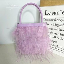 Luxury Ostrich Feather Purses and Handbags for Women Designer Party Clutch Pearl - $59.93