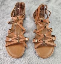 Merona Sandals Womens Size 10 Brown Gold Studded Casual Gladiator Strapp... - £25.25 GBP
