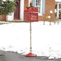 42&quot; Tall Metal Standing Santa&#39;s Mail Christmas Mailbox with Light-up LED Wreath  - $129.95+