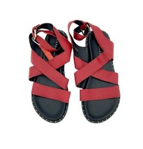 Topshop Hampton Red Leather Sandal Strappy Studded Sole SZ 38 EU 7.5 US ... - $59.00