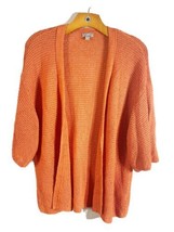 J Jill Women&#39;s Orange 3/4 Sleeves Front Open Knit Wrap Cardigan Size Small - $17.09