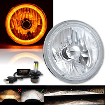7&quot; Motorcycle Amber Halo Angel Eye Headlight &amp; 20/40w 6000k LED Lamp Bul... - £59.91 GBP