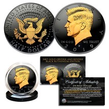 2019 Black Ruthenium Jfk Half Dollar U.S. Coin 2-SIDED 24K Gold (D-MINT) - £14.65 GBP