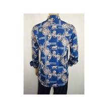 Men Sports Shirt by DE-NIKO Long Sleeves Fashion Print Soft Modal DSA125 Navy image 11