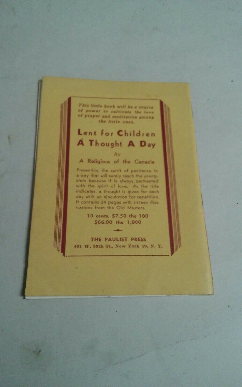 VTG COnfirmation For Children Booklet 1934 Daniel Dougherty Paulist
