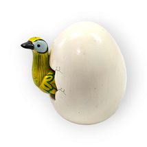 Cracked Egg Clay Pottery Bird Yellow Green Swan Hand Painted Signed Mexi... - £11.63 GBP