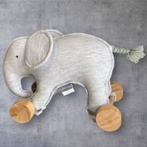Crate and Barrel Kids Pull Toy The Land of Nod Gray Elephant with Wooden Wheels - £14.76 GBP
