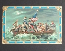 George Washington Crossing Delaware Gold Embossed Tucks Postcard c1910s - $14.99