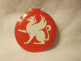 Vintage Red Tab Back Button: White Griffin on Red - $17.50