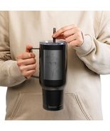 Laser Engraved Brushed Metal Heart 40oz Black Tumbler FREE SHIPPING - $80.99