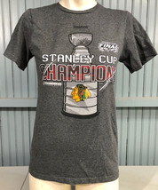 Chicago Blackhawks Champions Stanley Cup Size Small Gray T-Shirt Reebok - £10.38 GBP