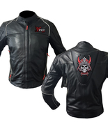 Fiery Edge: Devilishly Stylish Leather Jacket Graphic. Protective Cowhid... - £173.11 GBP