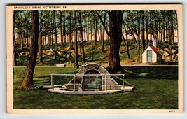 Spangler&#39;s Water Spring Gettysburg Pennsylvania Linen Postcard Unposted Tichnor - £4.42 GBP