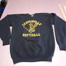 VINTAGE Centerville Softball Sweater Adult XL Black Crew Neck Sweatshirt... - $27.67