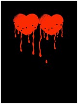 1750 .Two red bleeding hearts black background quality 18x24 Poster.Decorative A - £22.02 GBP