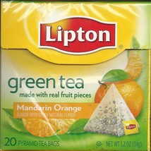 Lipton Green Tea, Mandarin Orange, Premium Pyramid Tea Bag, 20 Count Box... - £12.66 GBP