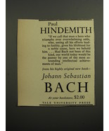 1952 Yale University Press Book Ad - Johann Sebastian Bach by Paul Hinde... - £14.55 GBP