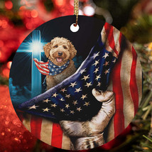 Cute Golden doodle Dog Patriotic Flag USA Christmas Ornament Gift Tree D... - $15.79