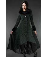 Women&#39;s Green Brocade Gothic Victorian Winter Long Corset-Back Steampunk... - £132.85 GBP