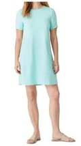 EILEEN FISHER CREW NECK T-SHIRT DRESS / LONG TUNIC JERSEY AQUA SIZE S/P - £16.36 GBP