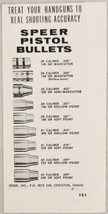 1965 Print Ad Speer Pistol Bullets All Hand Gun Calibers Shown Lewiston,Idaho - £7.89 GBP