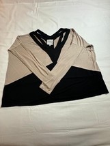 Addison KT2245A Shirt Women Brown & Black V-Neck Blouse Top Size Medium image 8