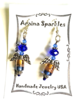 Bohemian Blue  Fairy Glass Bead Earring by Arainia Sparkles  New on Card  USA - £7.82 GBP