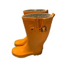 Chooka Womens Size 8 Rain Boots Orange Pink Polka Dots Rubber SLip On St... - $29.69