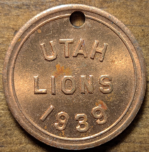 1939 Utah Lions Made of Utah Copper Good Luck Charm Token Fob Tag - $18.66