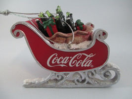 Coca-Cola Kurt Adler Coke Bottles in Sleigh Sled Holiday Christmas Ornam... - £11.62 GBP