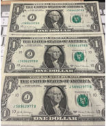 Consecutive 2017- One Dollar  Bill Federal Reserve Notes (Lot of 3) - $24.27 CAD