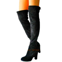 Sexy Winter Thigh High Boots Women Suede Leather Round Toe Over the Knee Boots H - £83.41 GBP