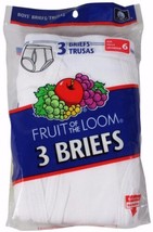 New Vtg Y2K Fruit Of The Loom Boys Briefs 3 Pairs Size 6 White Blue Stripe Nib ! - $17.81