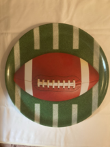 Football serving platter tray white green stripe field Amscan brown plate - $11.99