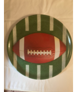 Football serving platter tray white green stripe field Amscan brown plate - $220.53 MXN