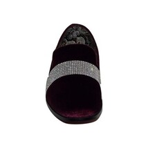 Men Formal shoes After midnight Velvet silver Crystal Slip on 6715 Burgundy new. image 7