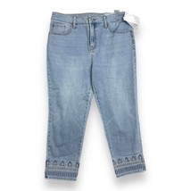 New Chico&#39;s So Slimming Girlfriend Slim Leg Metallic Hem Crop Jeans Sz 1... - £35.17 GBP