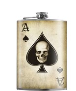 Trixie &amp; Milo 8 oz. Liquor Flask: Ace of Spades poker, texas hold’em gam... - $602.70 MXN