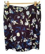 Ann Taylor Factory Navy Blue Floral Straight Pencil Skirt Lined Size 16 ... - $37.59