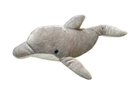 Gray Dolphin Porpoise Plush Sea World Stuffed Animal Black Blue Eyes Big 22 Inch - £7.61 GBP