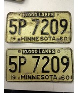 Match Number Set Pair 1960 5P7209 MINNESOTA MN LICENSE PLATE TAG ORIGINA... - €77,79 EUR