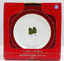 Kohls Make The Season Bright Christmas 8&quot; Salad Dessert Plates Hand Painted NIB - £14.69 GBP