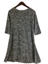 Living Doll Womens Dress M Grey Elbow Length Sleeve Soft Flowy Comfortable - £8.13 GBP